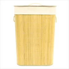 Cesto Roupa Suja Multiuso Bambu Retangular Banheiro Lavander Foto mini 4