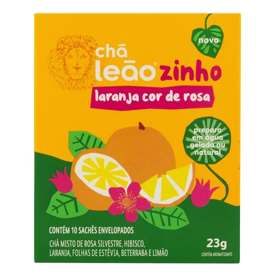 Chá Laranja Cor-de-Rosa Leãozinho Caixa 23g 10 Unidades Foto 1
