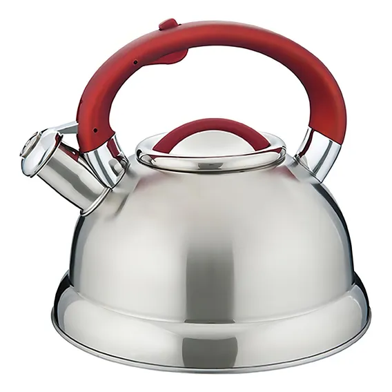 Chaleira Diletta 3 Litros Fundo Triplo Aço Inox Vermelha Foto 1