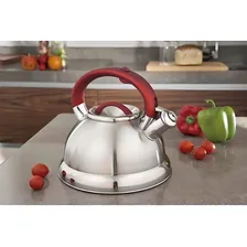 Chaleira Diletta 3 Litros Fundo Triplo Aço Inox Vermelha Foto mini 3