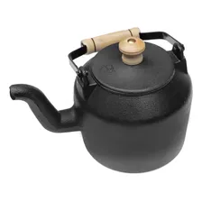 Chaleira Ferro Fundido Alça Madeira Alfa 2l Cafe Bule Cor Preto Foto mini 3