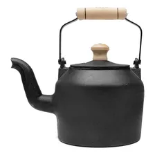 Chaleira Ferro Fundido Alça Madeira Alfa 2l Cafe Bule Cor Preto Foto mini 2