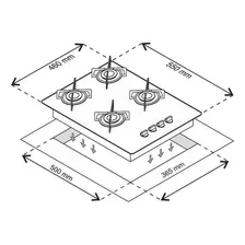 Chamalux Ultra chama 4 bocas Fogão cooktop gás preto Foto mini 4