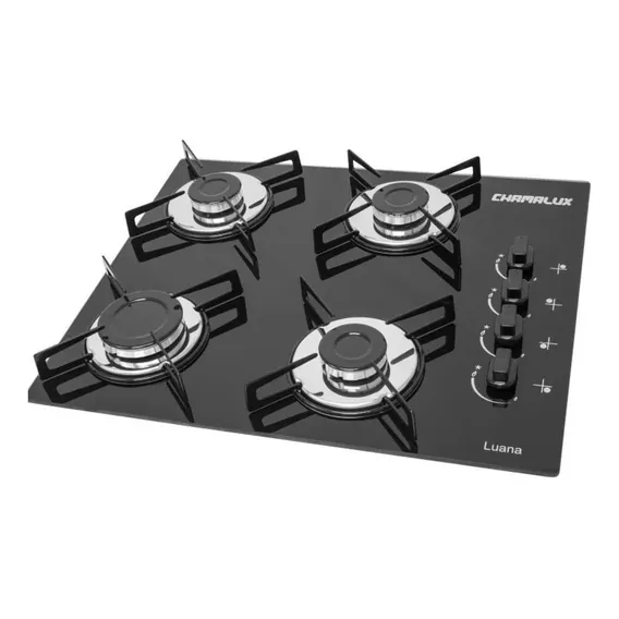Chamalux Ultra chama 4 bocas Fogão cooktop gás preto Foto 1