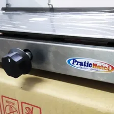 Chapa A Gás 30x60 Inox Com Prensa 2 Bocas Lanches E Carnes Foto mini 4