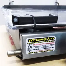 Chapa A Gás 30x60 Inox Com Prensa 2 Bocas Lanches E Carnes Foto mini 3