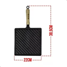 Chapa Bifeteira Ferro Fundido Quadrada Estriada 22x22cm Rig Foto mini 2
