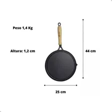 Chapa Bifeteira Redonda Lisa Ferro Fundido 25cm Rig Fundido Foto mini 2