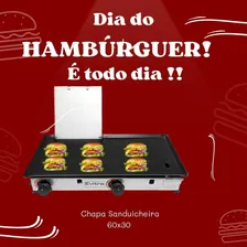 Chapa De Lanche Hot Dog Com Prensa 30x60 Inox A Gás 2 Bocas Foto mini  3