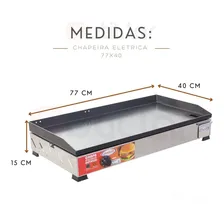 Chapa Elétrica P/ Lanches Inox 77x40cm Profissional Inmetro Foto mini  3