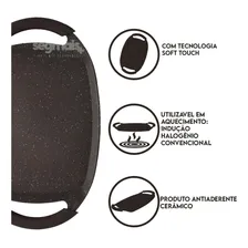 Chapa Grill Ceramica Antiaderente Indução Hercules Marrom Foto mini 3