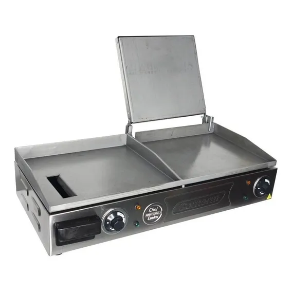 Chapa Lanches Profissional Prensa Elétrica Grill 70x30 Inox Foto 1