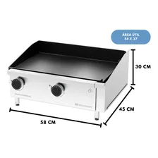 Chapa Para Lanches A Gás 2 Queimadores 5mm Inox 40x60 Ch6062 Marchesoni Foto mini  2