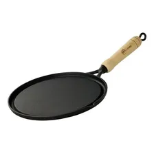 Chapa Redonda Ferro Fundido Bistequeira Frigideira Grelha Cor Preto Foto mini 1