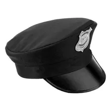 Chapéu Boina Quepe Policial + Algema Festa Fantasia Infantil Cor Preto Foto mini  2
