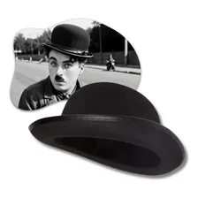 Chapéu Coco Preto Bowler Chaplin Feltro Retro Aba Curta Cor Preta Foto mini  3