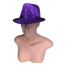 Chapéu De Malandro Roxo Com Lantejoulas - Praia E Carnaval Foto mini 2