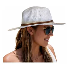 Chapeu De Palha Feminino Praia Verão Aba Larga Luxo Ref004 Cor Branco Foto mini 4