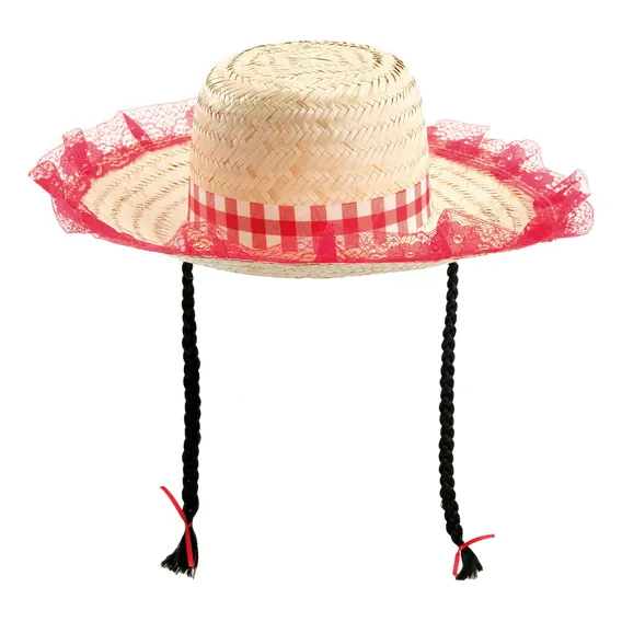 Chapeu De Palha Festa Junina Caipira Com Trança Infantil Foto 1