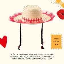 Chapeu De Palha Festa Junina Caipira Com Trança Infantil Foto mini  3