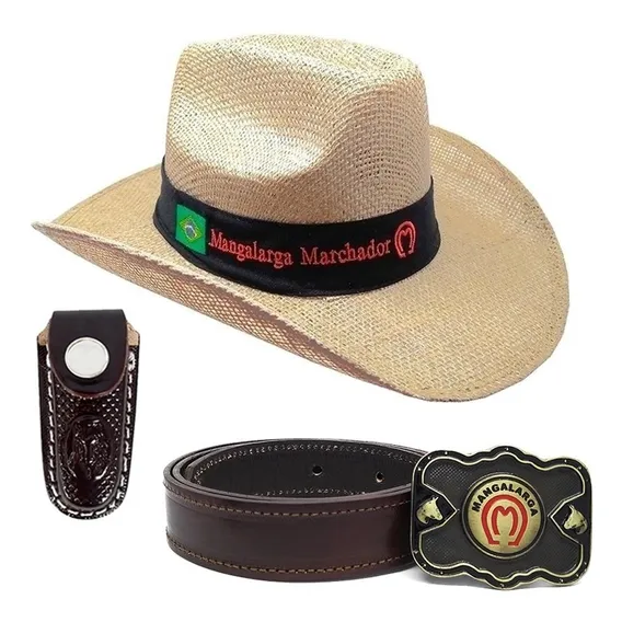 Chapeu Infantil Mangalarga Cinto Country Couro Bainha Fivela Cor Creme/creme Tamanho 70 Foto 1