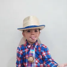 Chapéu Palha Infantil Festa Junina Malandrinho Panamá Kit 10 Foto mini 4