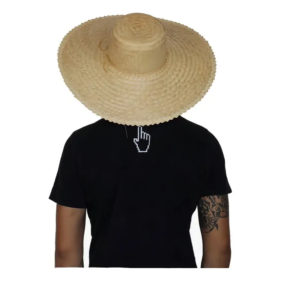 Chapeu Palha Mexicano Sombreiro Aba 14cm Festa Praia Pesca Foto 1
