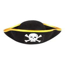 Chapéu Pirata Preto Feltro Para Fantasia Carnaval Halloween Foto mini 1