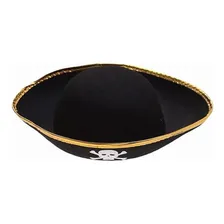 Chapéu Pirata Preto Feltro Para Fantasia Carnaval Halloween Foto mini 3