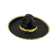 Chapéu Sombreiro Mexicano De Feltro Preto Mariachi Cor Preto-dourado Foto mini 1