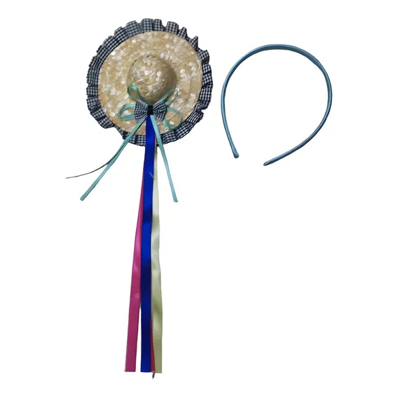 Chapéu Tiara Para Festa Junina Com Laços E Fitas Cor Preto-01 Foto 1