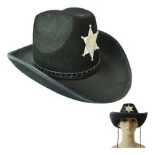 Chapéu Xerife Cowboy Rodeio Country Carnaval Festa Junina Cor Preto Foto mini 4