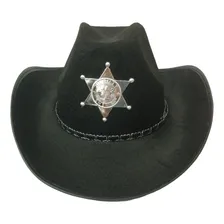 Chapéu Xerife Cowboy Rodeio Country Carnaval Festa Junina Cor Preto Foto mini  2
