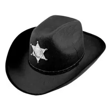 Chapéu Xerife Cowboy Rodeio Country Carnaval Festa Junina Cor Preto Foto  mini 1