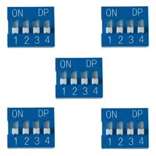Chave Dip Switch 4 Vias 180° Graus Azul - Kit 5 Foto mini 1