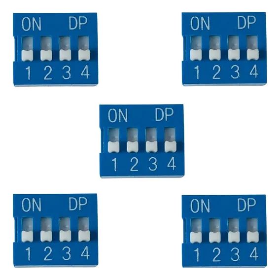 Chave Dip Switch 4 Vias 180° Graus Azul - Kit 5 Foto 1