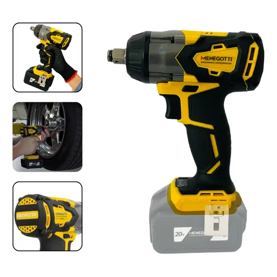 Chave Impacto Menegotti Bateria 20v Amarelo Motor Brushless Foto 1