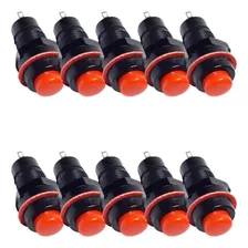 Chave Push Button Ds-213 2t Sem Trava Vermelha Kit 10 Foto  mini 1