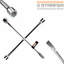 Chave Roda Cruz 3 Bocas 17x19x21 E Espatula Starfer Foto mini 1
