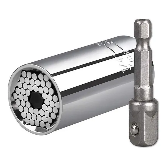 Chave Soquete Universal Catraca Adaptador Magico Gator Grip Cor Prata Foto 1