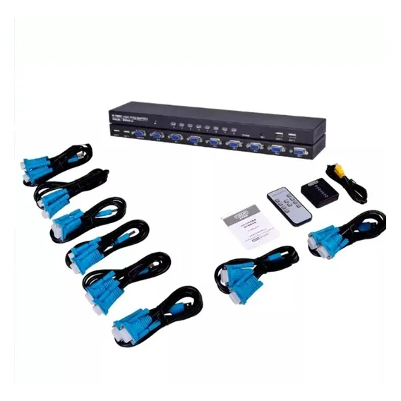 Chaveador Switch Kvm Vga - Usb 8 Portas+8 Cabos Vga-usb 1,5m Foto 1