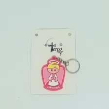 Chaveiro Anjo Da Guarda Emborrachado - Rosa 5,5x4 Cm Foto  mini 1