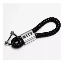 Chaveiro Audi Metal Couro Trançado Preto Acessório Q3 Q5 A3 Foto mini 3