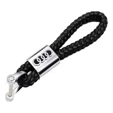 Chaveiro Audi Metal Couro Trançado Preto Acessório Q3 Q5 A3 Foto mini 1