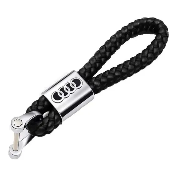 Chaveiro Audi Metal Couro Trançado Preto Acessório Q3 Q5 A3 Foto 1
