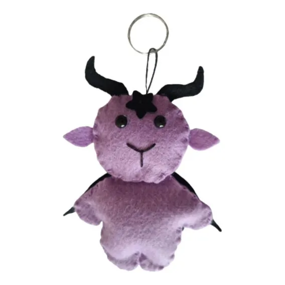 Chaveiro Bafominho Baphomet Boneco Bafomé De Feltro Cor Lilás Foto 1
