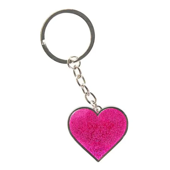 Chaveiro Coração Glitter Rosa Foto 1
