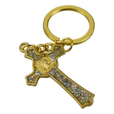 Chaveiro Crucifixo Dourado 5cm Foto mini 2