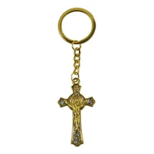 Chaveiro Crucifixo Dourado 5cm Foto mini 1