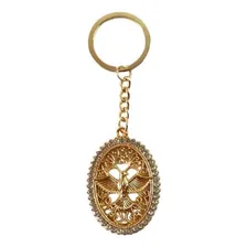 Chaveiro Dourado Espírito Santo Oval Strass Religioso Santo Foto mini 1